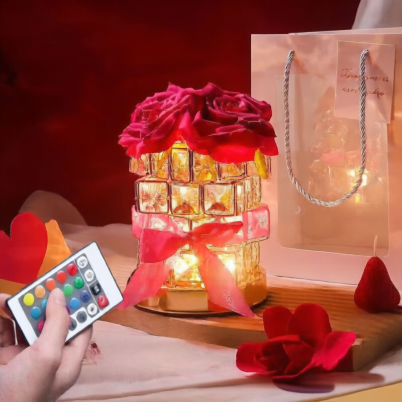 VEILLEUSE ROMANTIQUE EN CRISTAL CHAUD