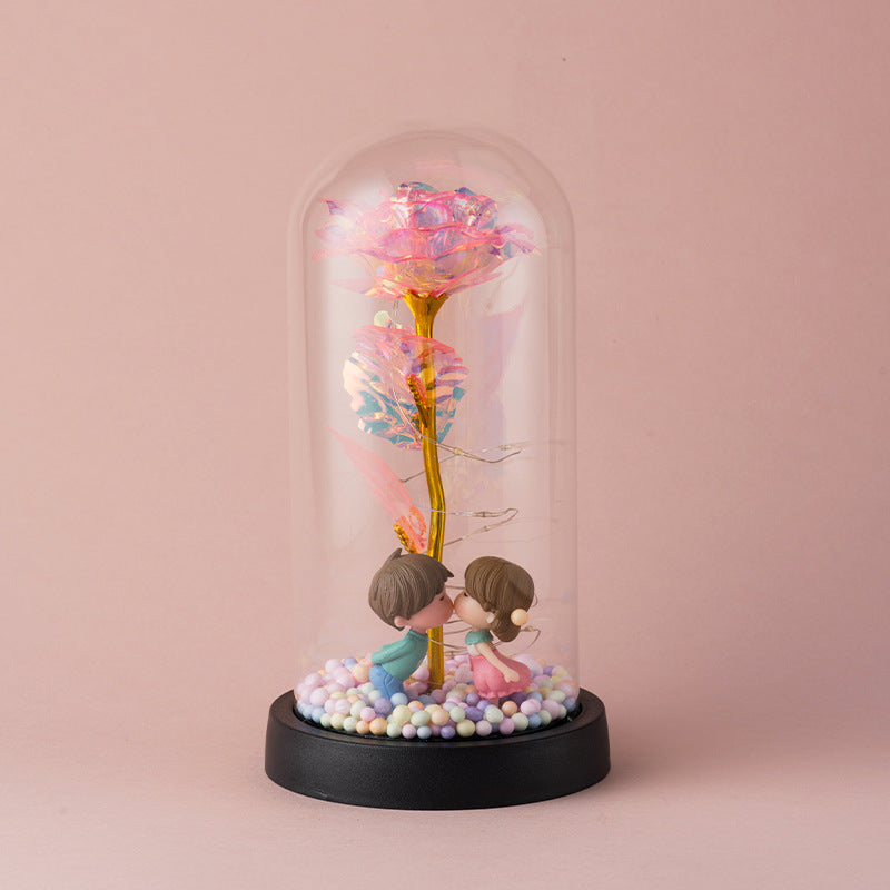 ORNEMENT DE FLEUR ARTIFICIELLE ROSE EN FEUILLE D'OR