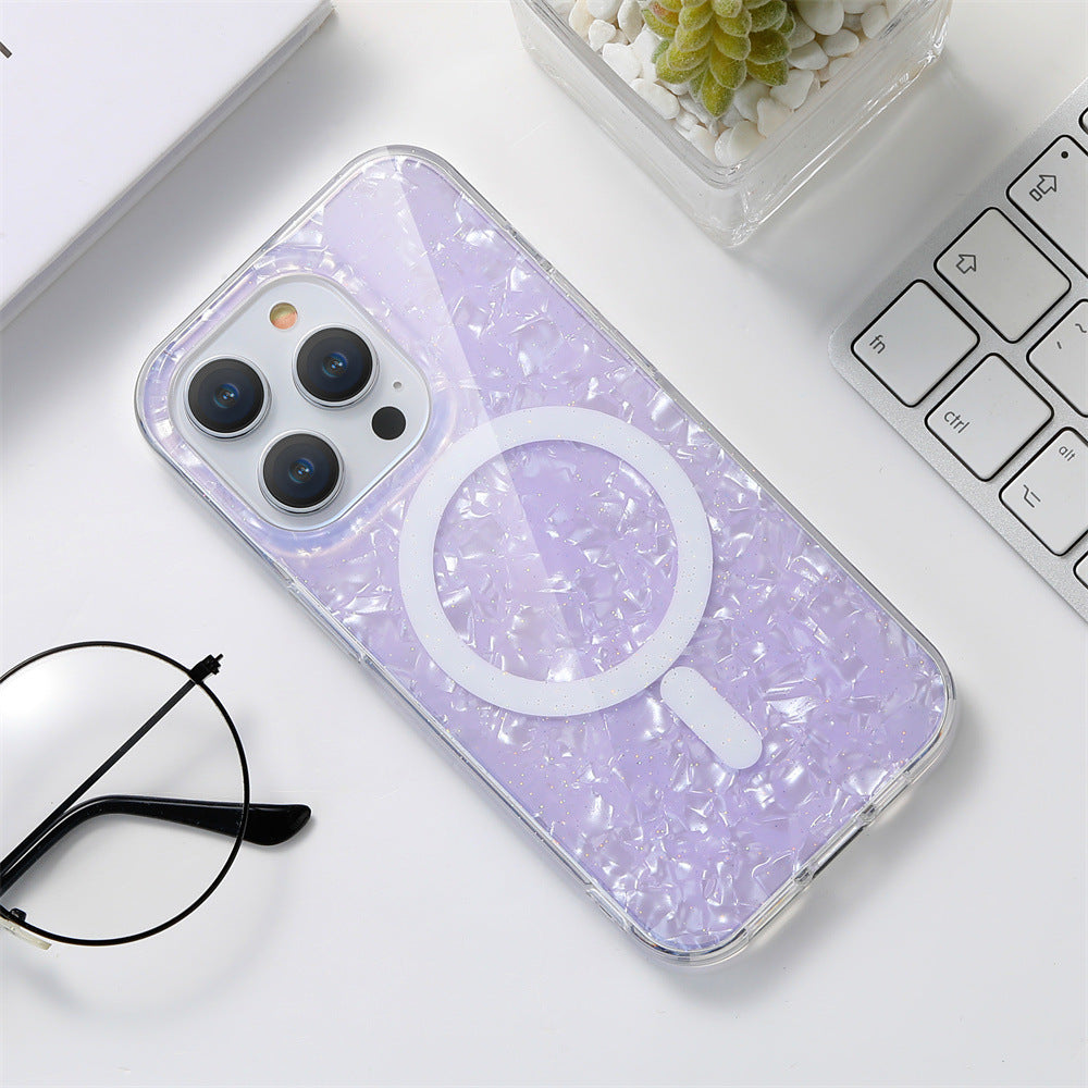 ETUI MAGNETIQUE POUR IPHONE AVEC COQUE A PAILLETTES