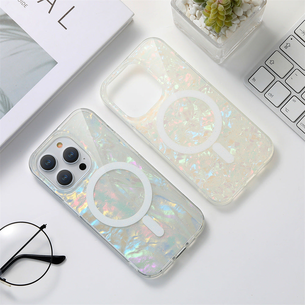 ETUI MAGNETIQUE POUR IPHONE AVEC COQUE A PAILLETTES