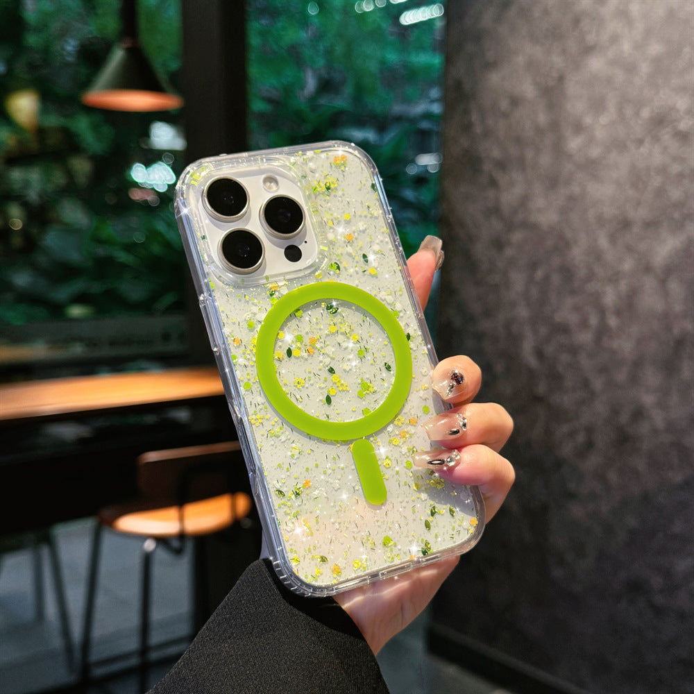 ETUI MAGNETIQUE POUR IPHONE AVEC COQUE A PAILLETTES