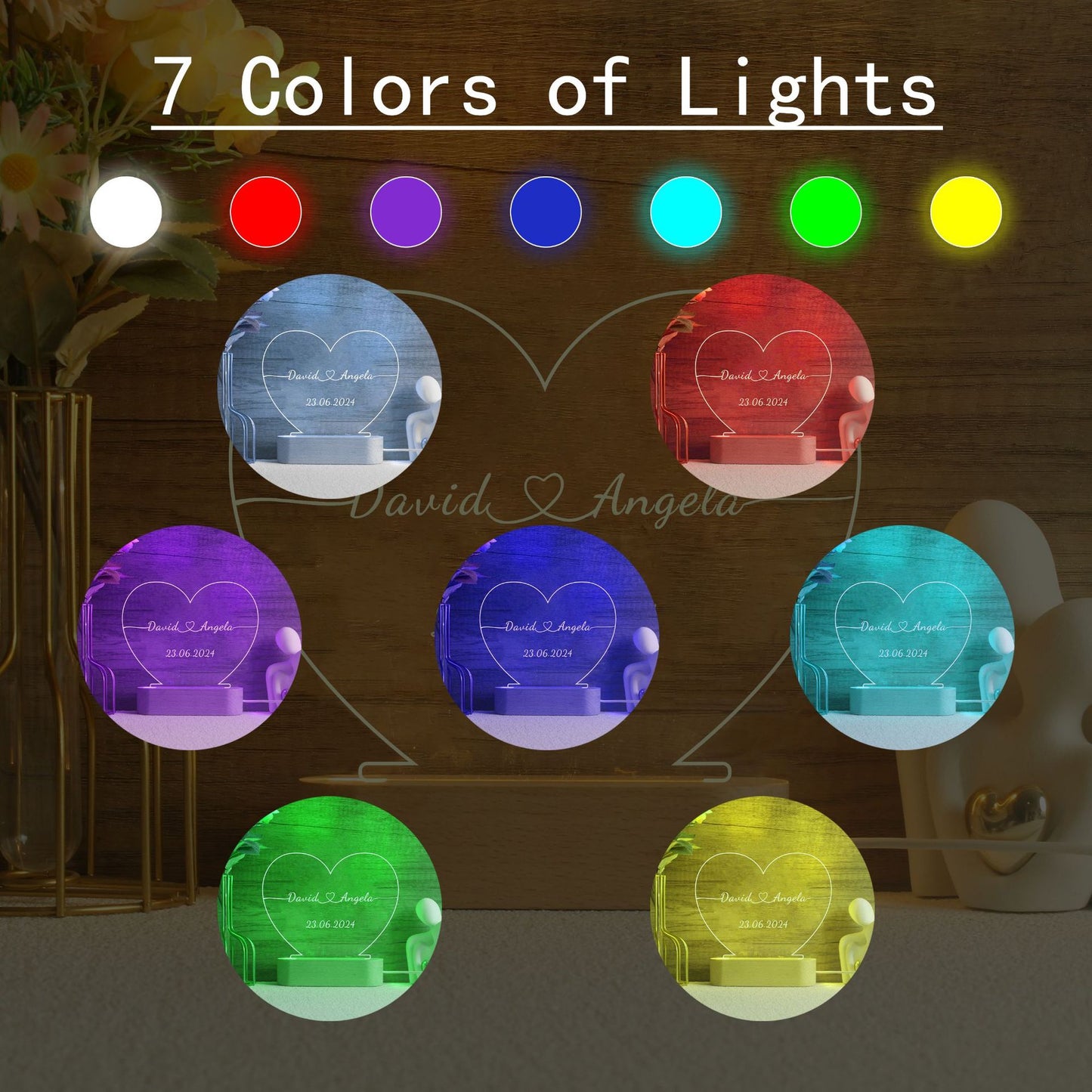 VEILLEUSE ROMANTIQUE EN FORME DE COEUR