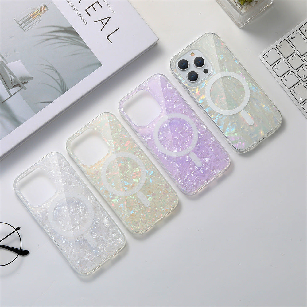 ETUI MAGNETIQUE POUR IPHONE AVEC COQUE A PAILLETTES