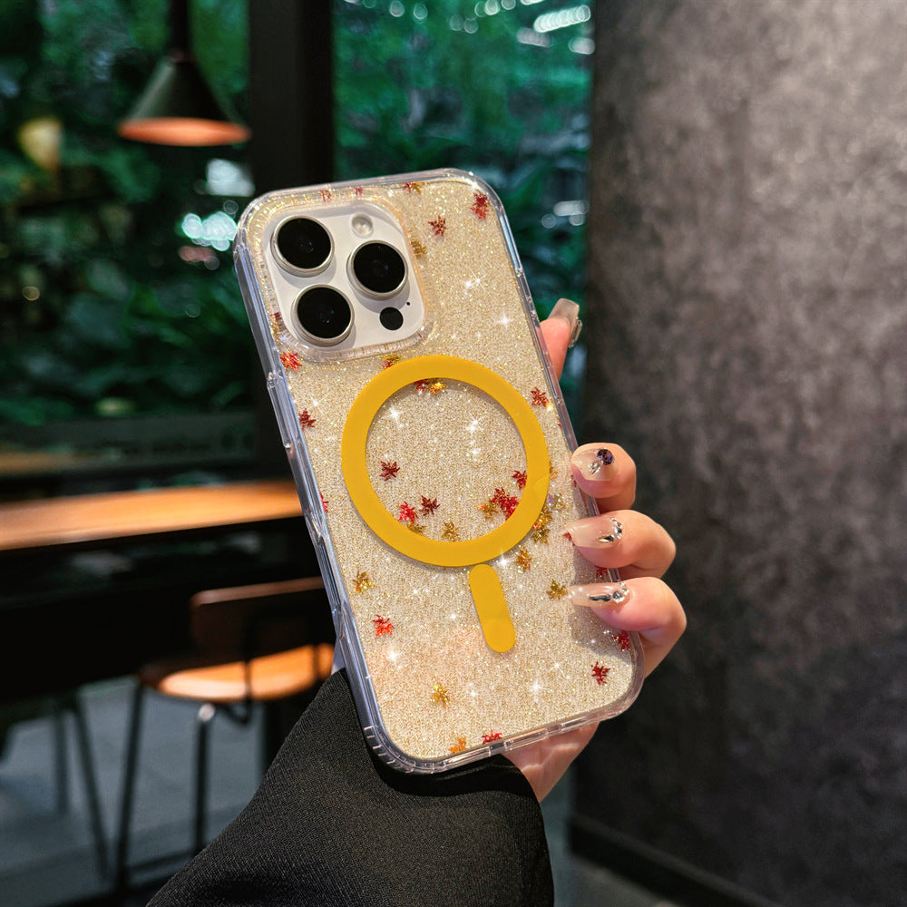 ETUI MAGNETIQUE POUR IPHONE AVEC COQUE A PAILLETTES