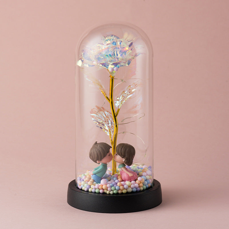 ORNEMENT DE FLEUR ARTIFICIELLE ROSE EN FEUILLE D'OR