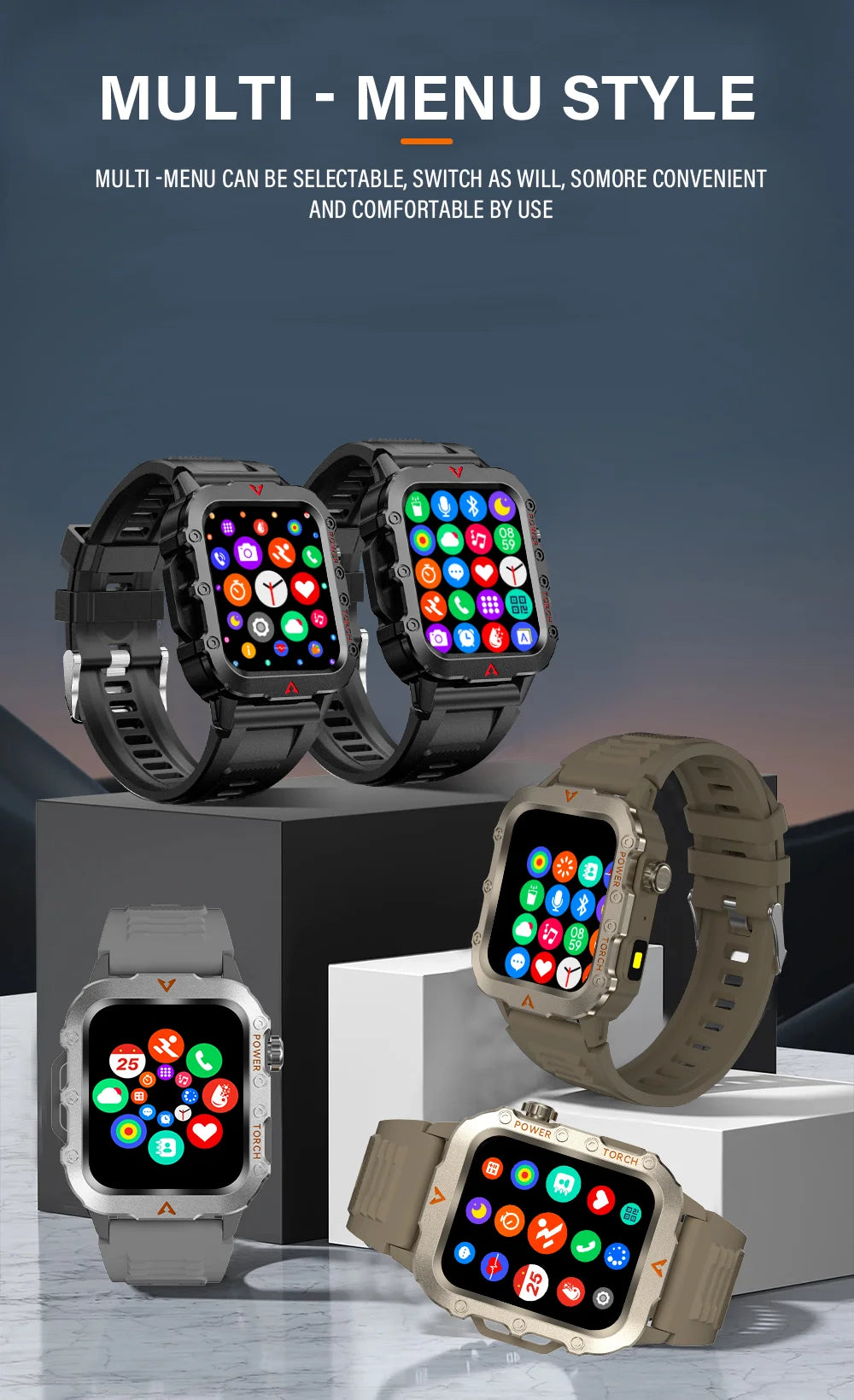 LAXASFIT NOUVELLE MONTRE HOMMES AVEC LAMPE DE POCHE LED