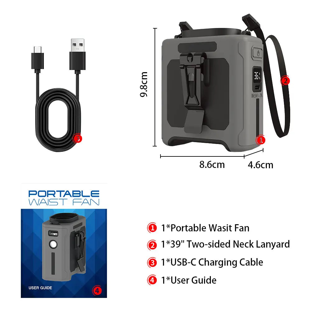 VENTILATEUR 10000mAh AVEC 5 VITESSES ET LUMIERE