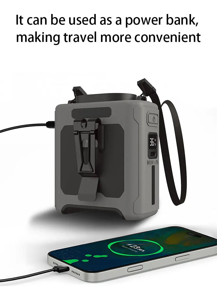 VENTILATEUR 10000mAh AVEC 5 VITESSES ET LUMIERE