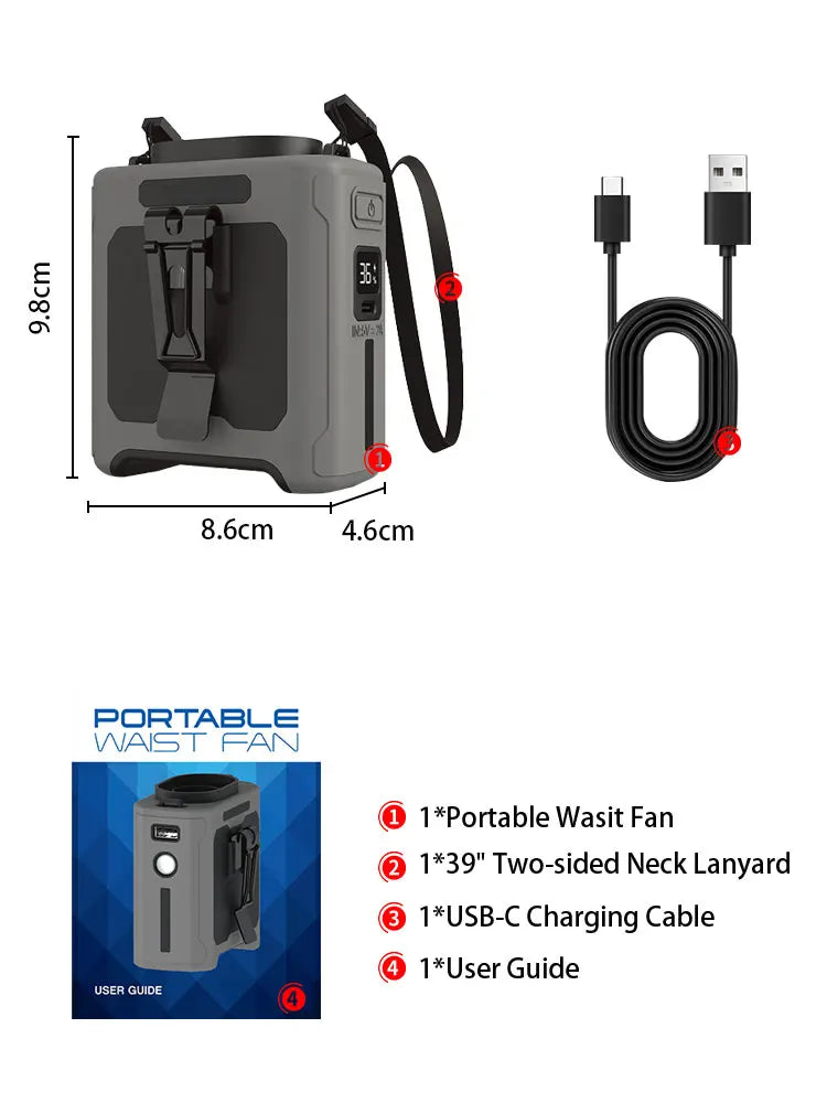 VENTILATEUR 10000mAh AVEC 5 VITESSES ET LUMIERE