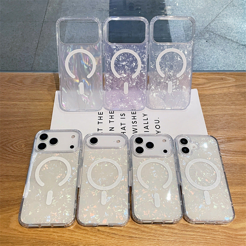 ETUI MAGNETIQUE POUR IPHONE AVEC COQUE A PAILLETTES