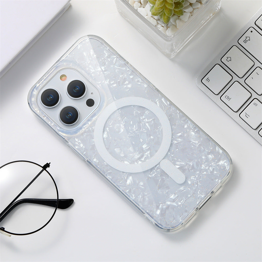 ETUI MAGNETIQUE POUR IPHONE AVEC COQUE A PAILLETTES