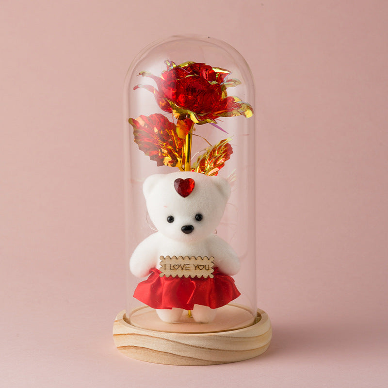 ORNEMENT DE FLEUR ARTIFICIELLE ROSE EN FEUILLE D'OR