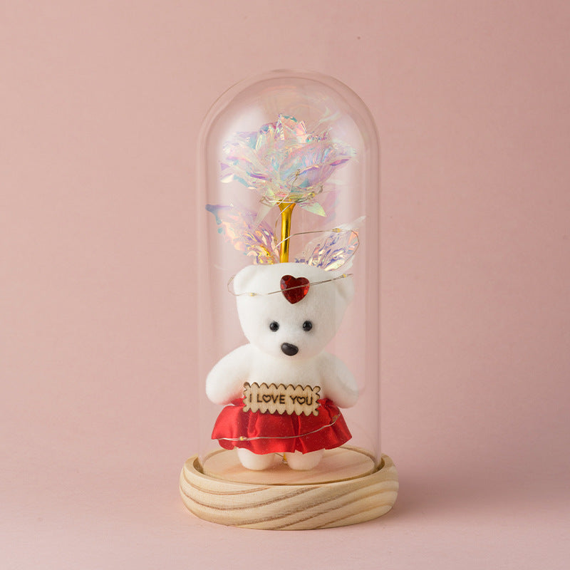 ORNEMENT DE FLEUR ARTIFICIELLE ROSE EN FEUILLE D'OR