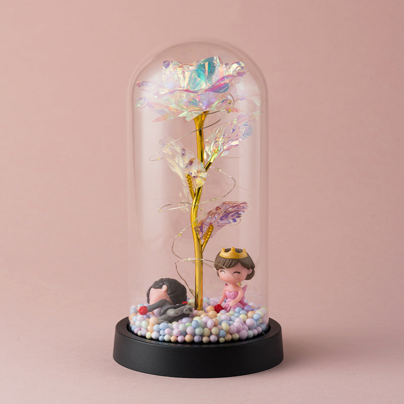 ORNEMENT DE FLEUR ARTIFICIELLE ROSE EN FEUILLE D'OR